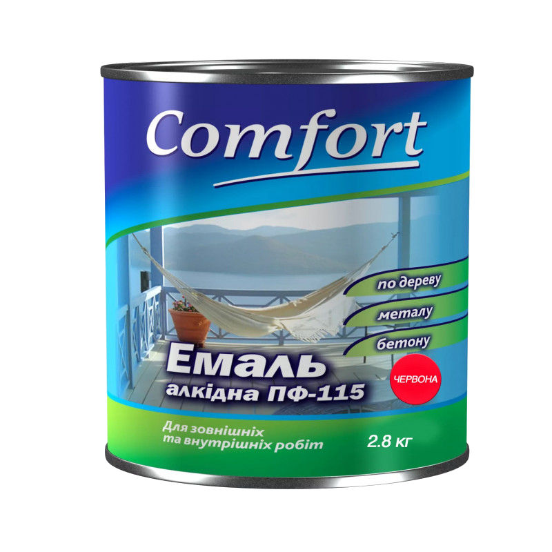 Емаль алкідна COMFORT ПФ-115, глянець червоний, 2,8кг